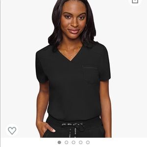 XS Med Couture one pocket black scrub top
